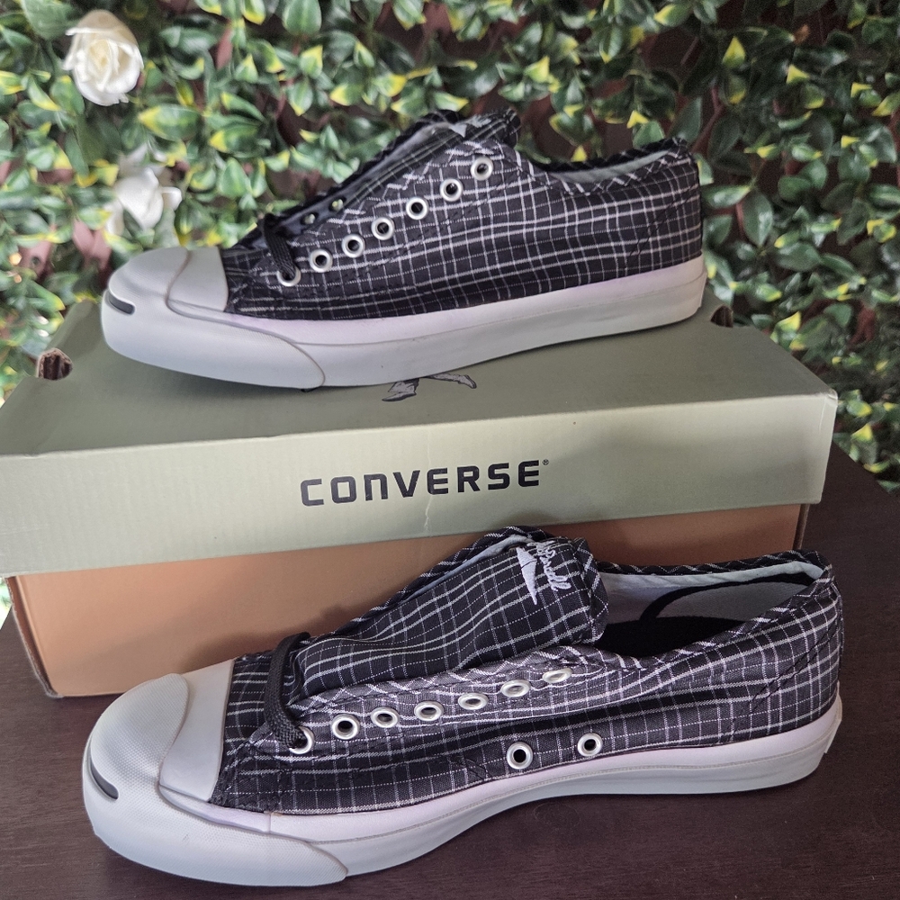NWT Converse Jack Purcell Print Ox Black Plaid US Women's Sz 9.5 Men's 8 EU 41 - Picture 3 of 16